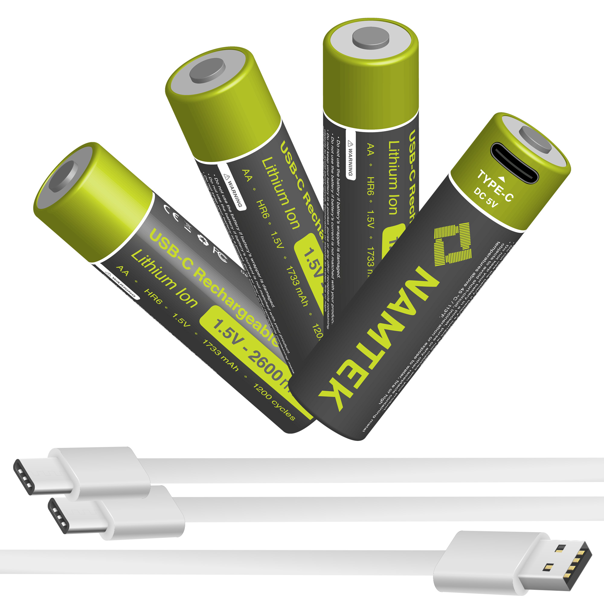 Knikken wacht Erfgenaam AA Oplaadbare Batterijen met USB aansluiting - 4 Stuks (incl. 2-in-1  oplaadkabel) - USB Batterijen