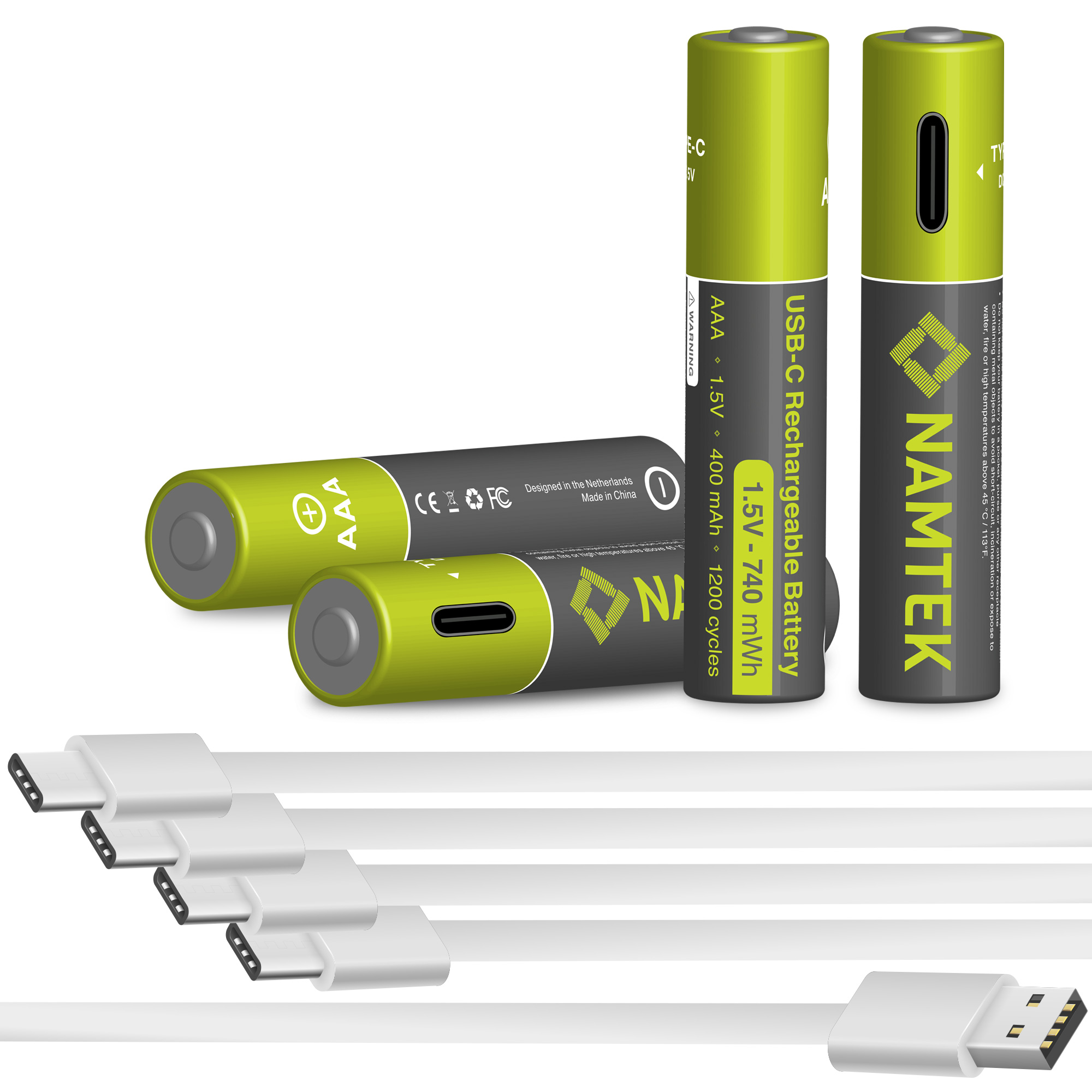 Oplaadbare USB batterij AA - 4 stuks - Batterijen